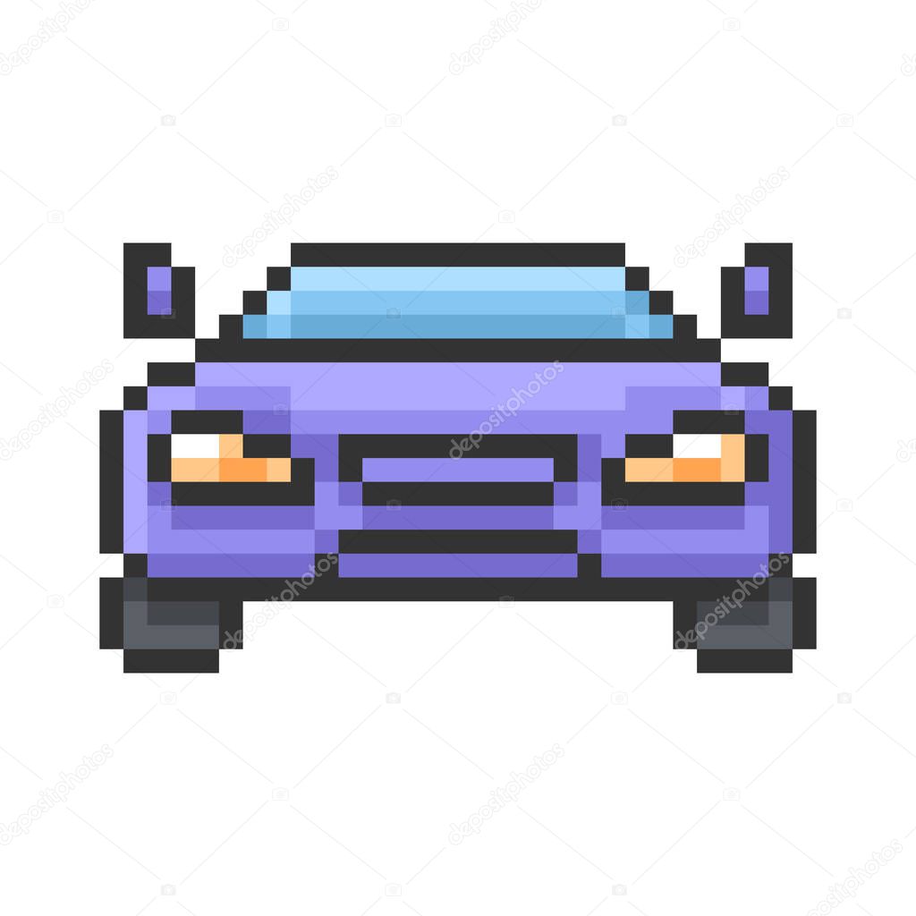 Outlined pixel icon of car. Fully editable