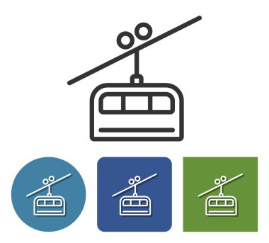 Cable railway line icon in different variants  clipart