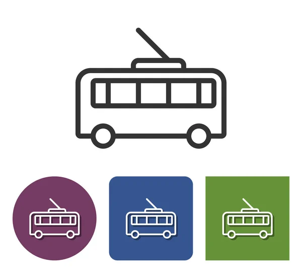Trolleybus Lijn Pictogram Verschillende Varianten — Stockvector