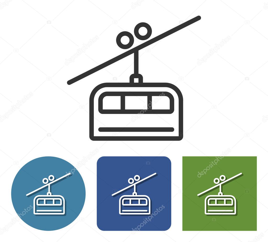 Cable railway line icon in different variants 