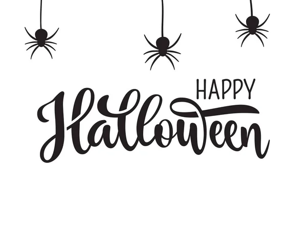 Boldog Halloween Üdvözlés Kézzel Rajzolt Betűkkel Fehér Alapon Tipográfia — Stock Vector