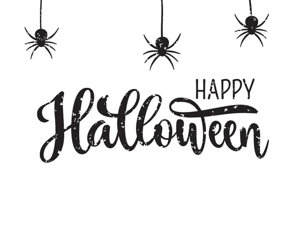 Feliz Saludo Halloween Tipografía Dibujada Mano Con Arañazos Sobre Fondo — Vector de stock