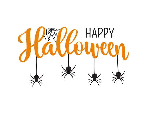 Boldog Halloween Üdvözlés Kézzel Rajzolt Betűkkel Fehér Alapon Tipográfia — Stock Vector