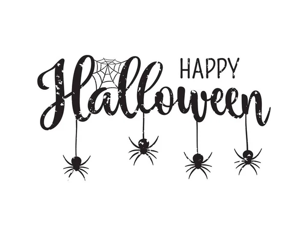 Boldog Halloween Üdvözlés Kézzel Rajzolt Betűkkel Tipográfia Karcolások Fehér Háttér — Stock Vector
