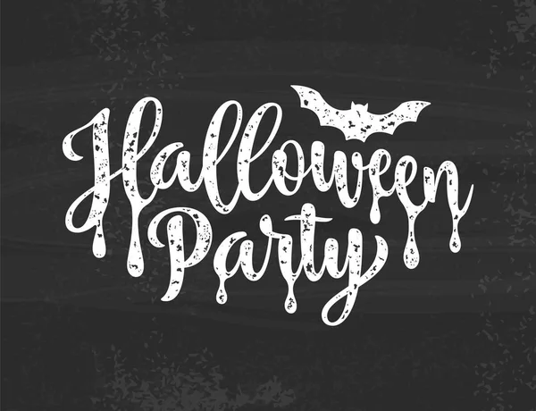 Cartel Halloween Party Letras Dibujadas Mano Sobre Fondo Gris Texturizado — Vector de stock