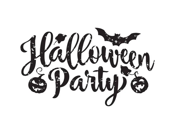 Halloween Party Poster Hand Getrokken Belettering Met Krassen Witte Achtergrond — Stockvector