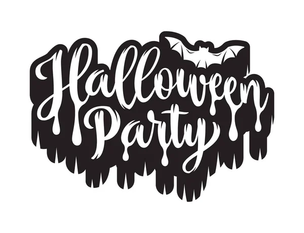 Cartel Halloween Party Letras Dibujadas Mano Con Sombra Con Bordes — Vector de stock