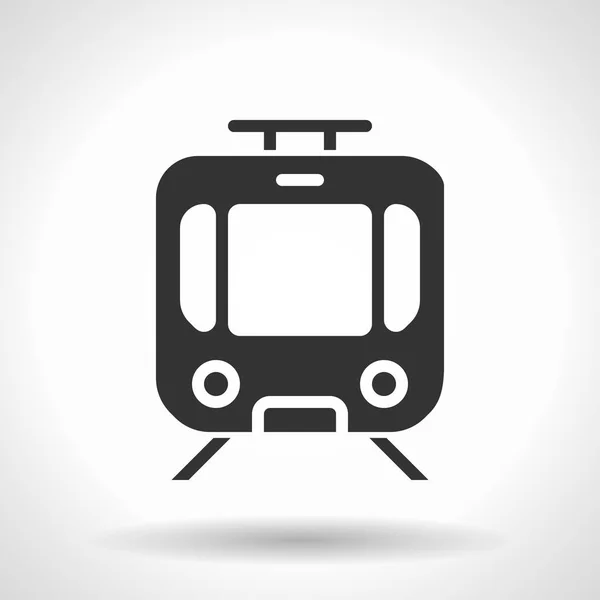 Monochromatisch Tram Pictogram Met Zwevende Effect Schaduw Grijze Achtergrond Met — Stockvector