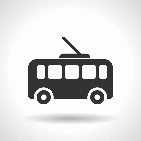 Monochromatisch Trolleybus Pictogram Met Zwevende Effect Schaduw Grijze Achtergrond Met — Stockvector