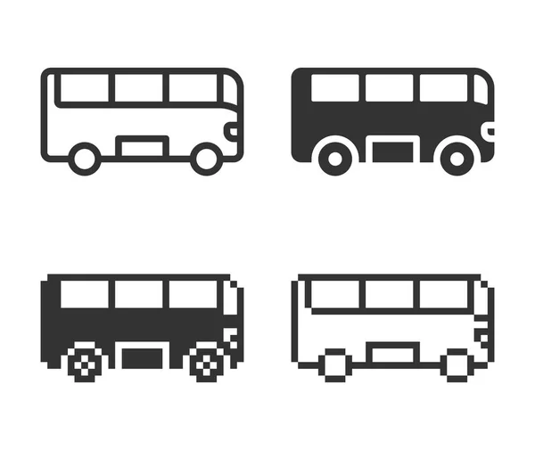 Tek Renkli Otobüs Simgesi Içinde Farklı Değişik Satır Katı Piksel — Stok Vektör