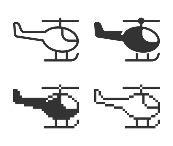 Icono Helicóptero Monocromático Diferentes Variantes Línea Sólido Píxel Etc — Vector de stock