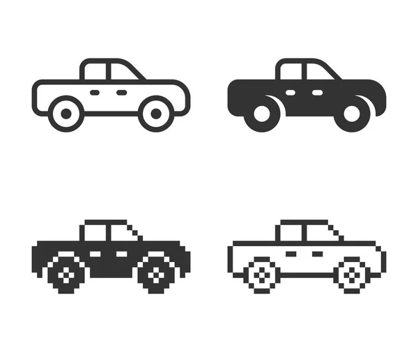 Icono Camioneta Diferentes Variantes Línea Sólido Píxel Etc — Archivo Imágenes Vectoriales