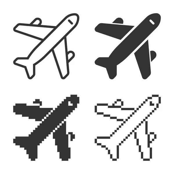Monochromatic Plane Icon Different Variants Line Solid Pixel Etc — Stock Vector