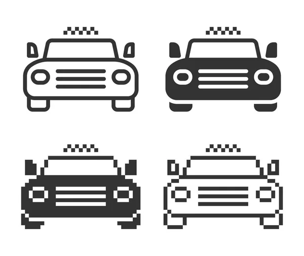 Monochromatické Taxi Ikony Různých Variantách Linka Tuhé Pixel Atd — Stockový vektor