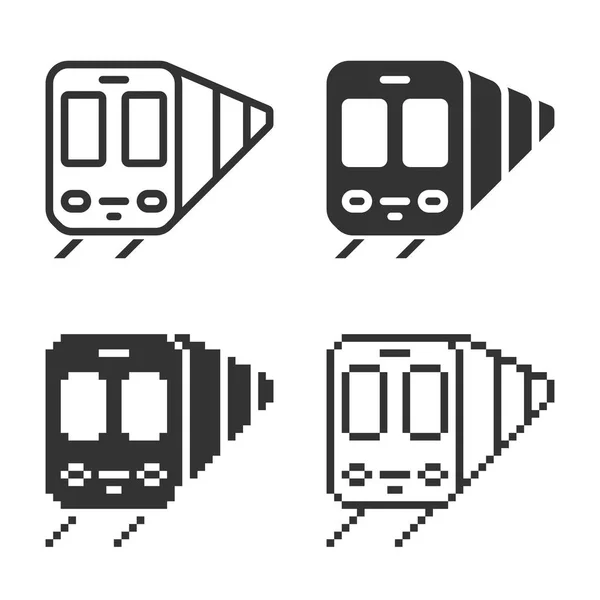 Icono Tren Monocromático Diferentes Variantes Línea Sólido Píxel Etc — Archivo Imágenes Vectoriales