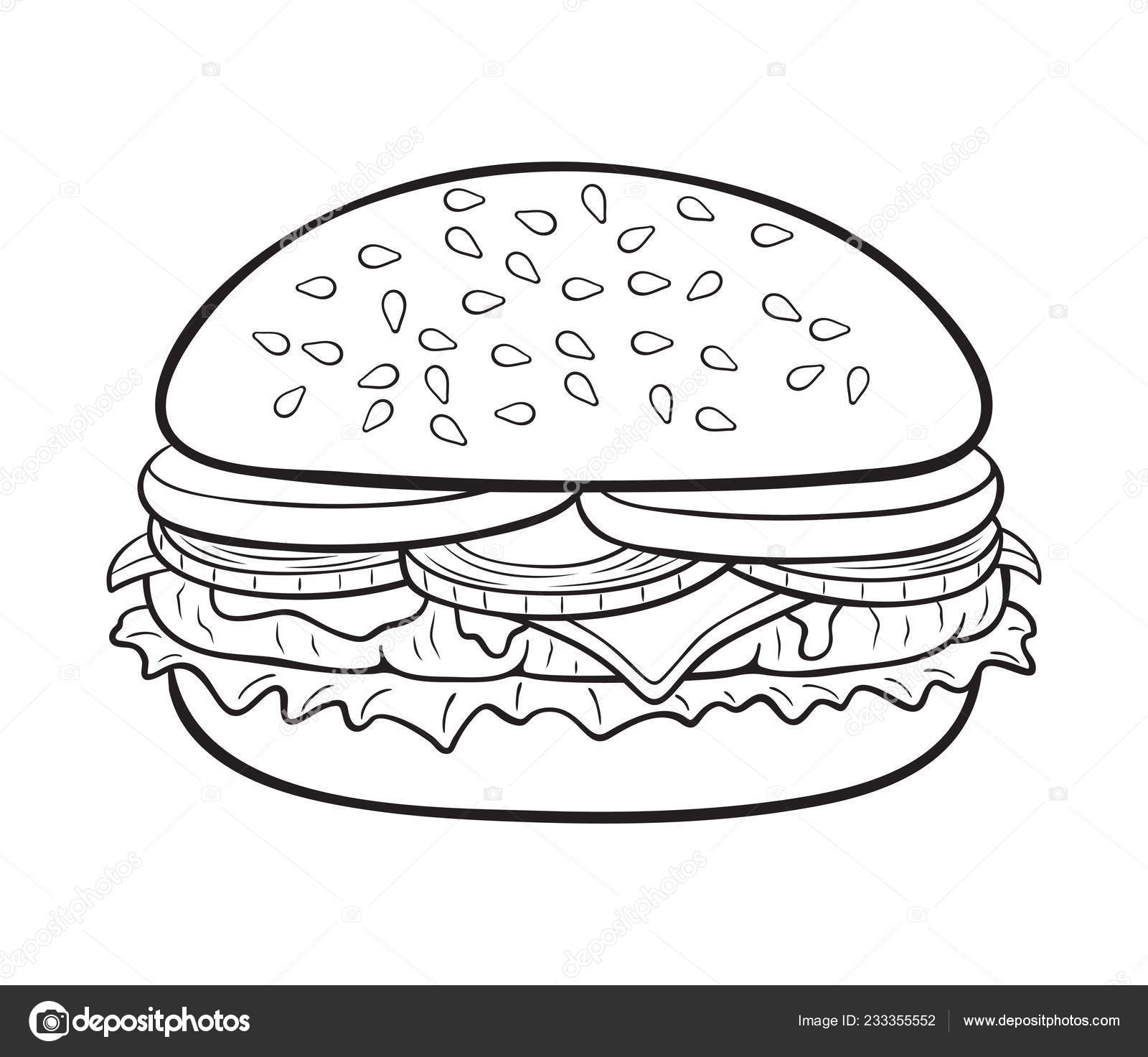 Cheeseburger Clip Art Black And White