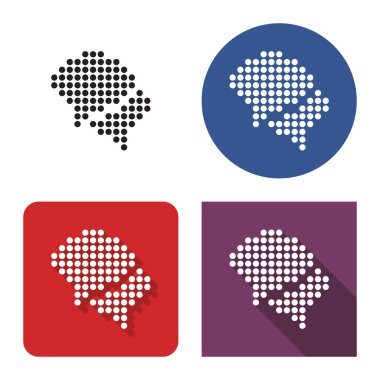 Dotted icon of  two blank speech bubbles (dialogue icon) in four variants. With short and long shadow