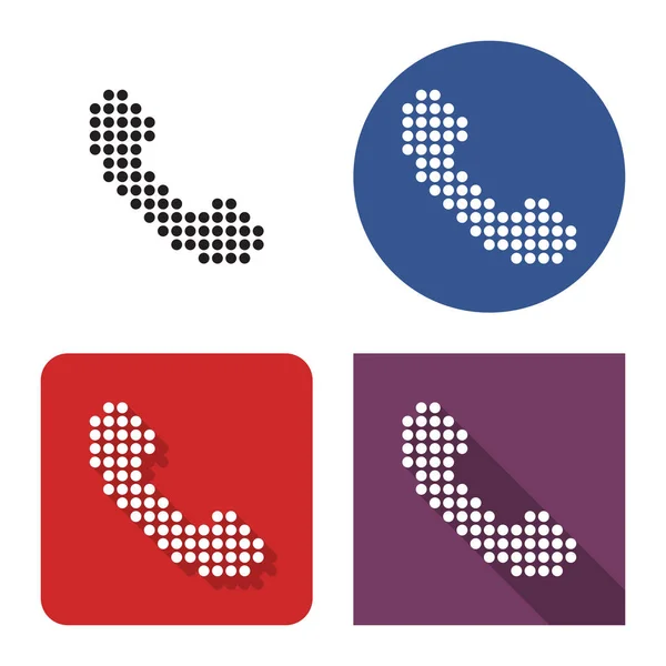 Icône Pointillée Combiné Quatre Variantes Avec Ombre Courte Longue — Image vectorielle