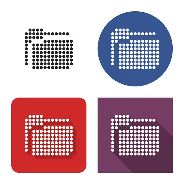 Ikon Bertitik Folder Dalam Empat Varian Dengan Bayangan Pendek Dan - Stok Vektor
