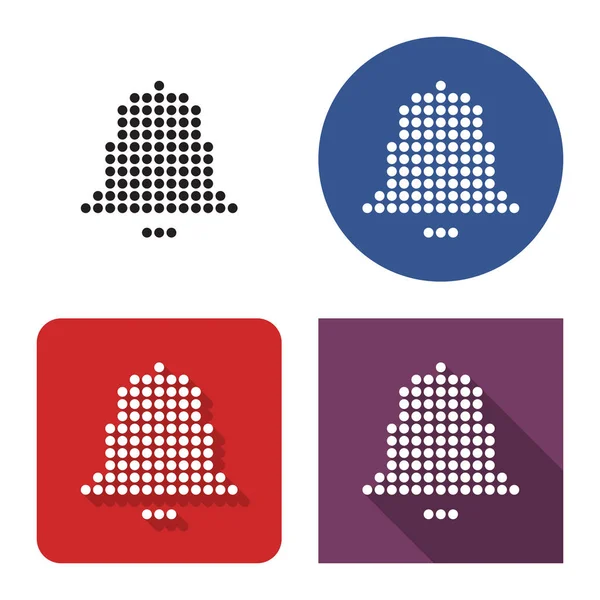 Dotted Icon Bell Four Variants Short Long Shadow — Wektor stockowy