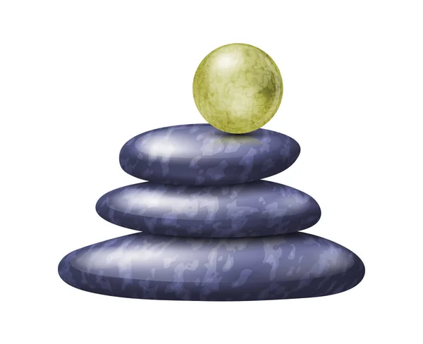 Piedras Zen Spa Pila Ilustración Con Esfera Texturizada Abstracta Parte — Vector de stock