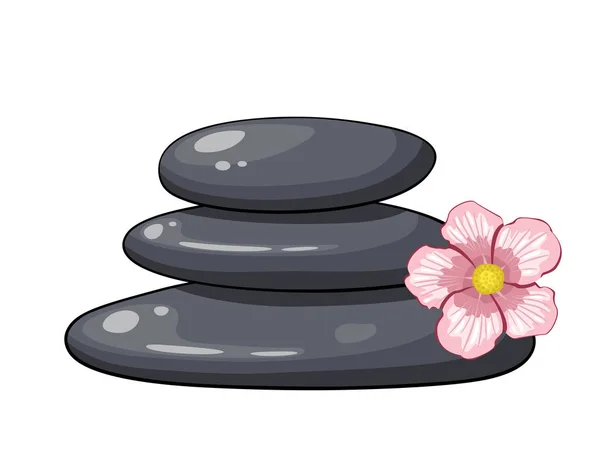 Zen Spa Στοίβα Πέτρες Αφηρημένα Λουλούδι Λευκό Φόντο — Διανυσματικό Αρχείο