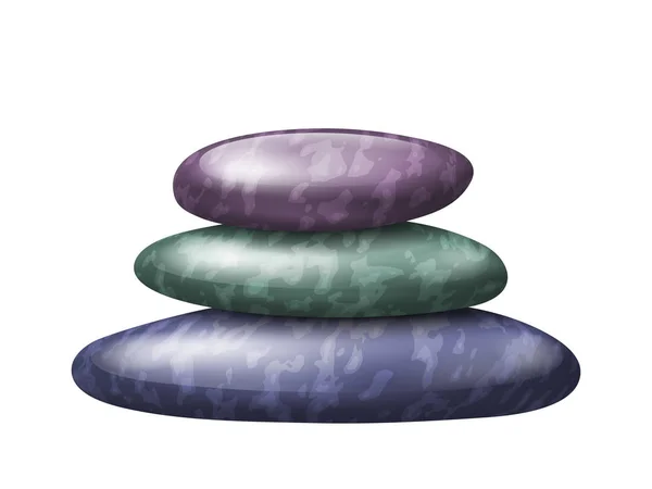 Zen Spa Stones Stack Illustration White Background — Stock Vector