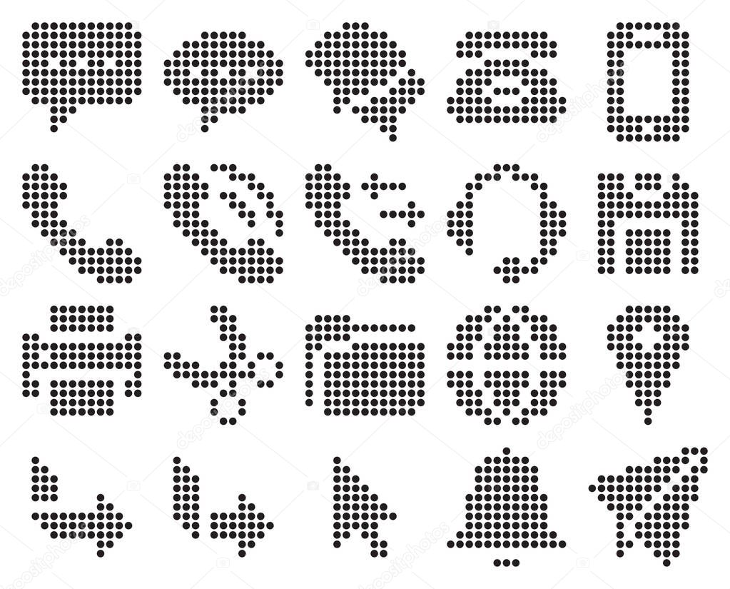 Collection of dotted icons: User interface. Set #3