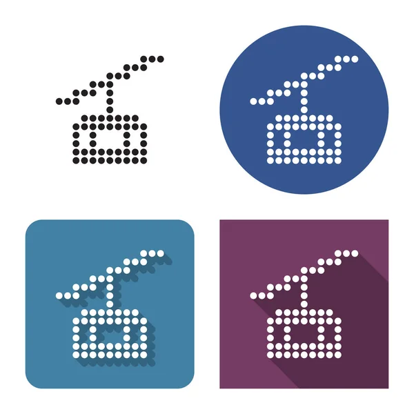 Icône Pointillée Téléphérique Quatre Variantes Avec Ombre Courte Longue — Image vectorielle