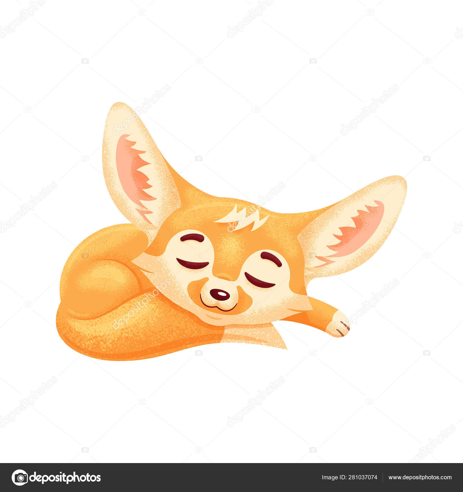 Fennec Bonito Dos Desenhos Animados Raposa Pequena Vermelha Bonito