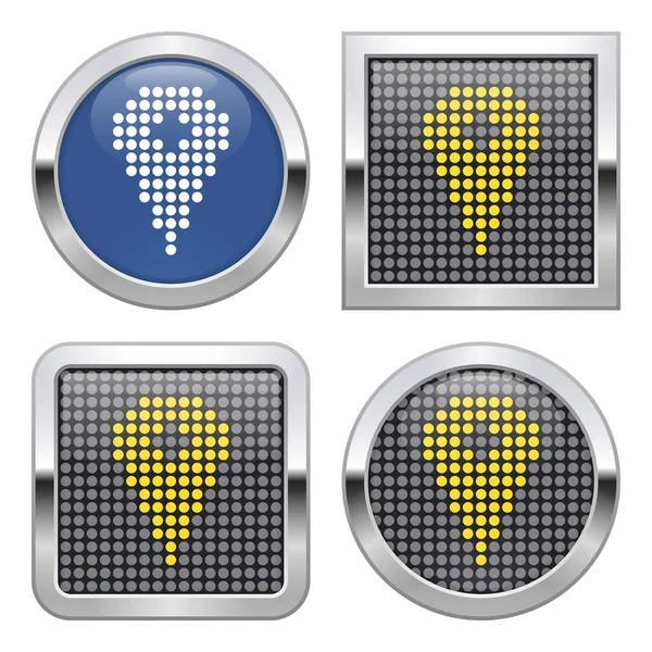 Icono Punteado Ubicación Botón Brillante Cuatro Variantes — Archivo Imágenes Vectoriales
