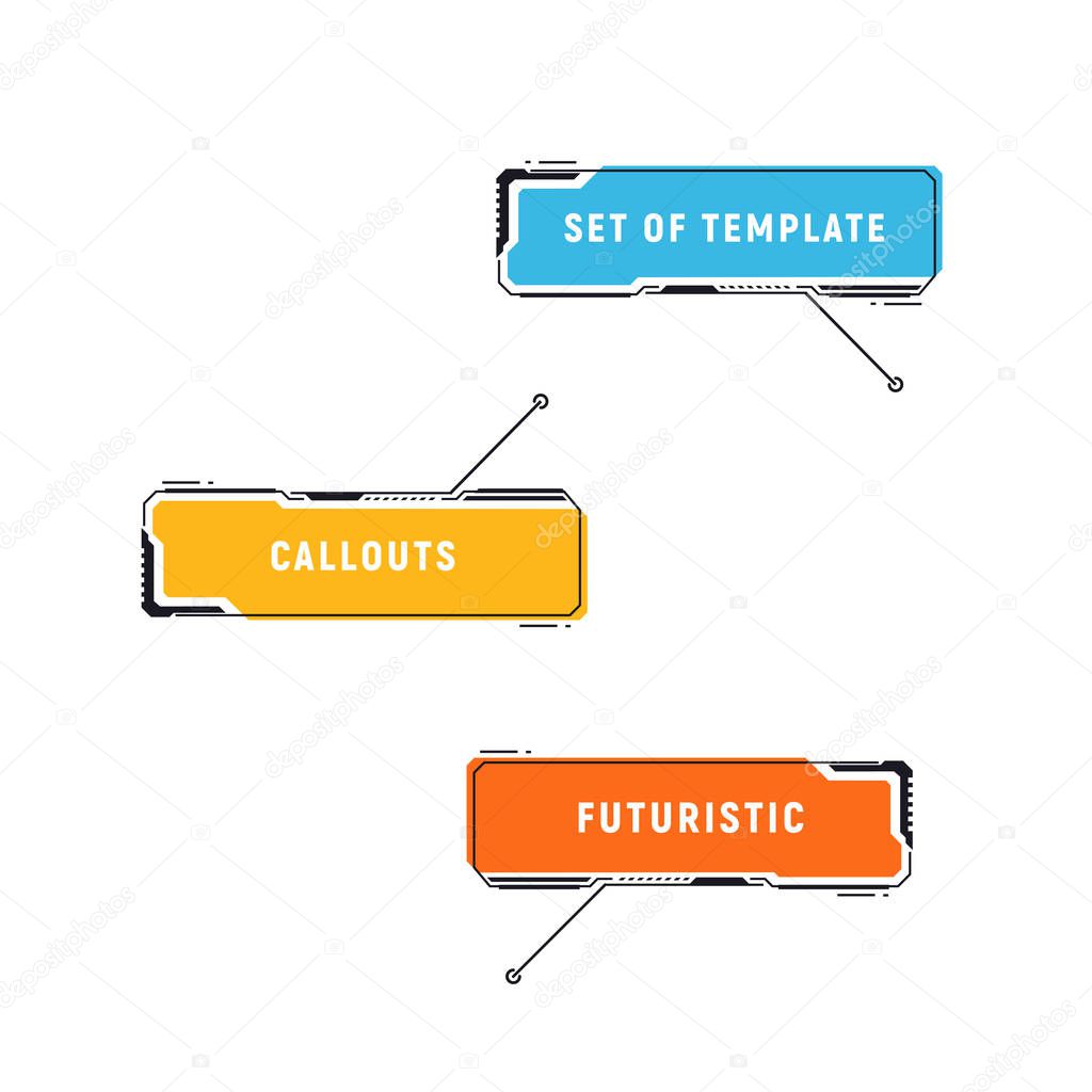 Digital futuristic callouts templates. Layout element callouts for business infographics. Vector illustration.