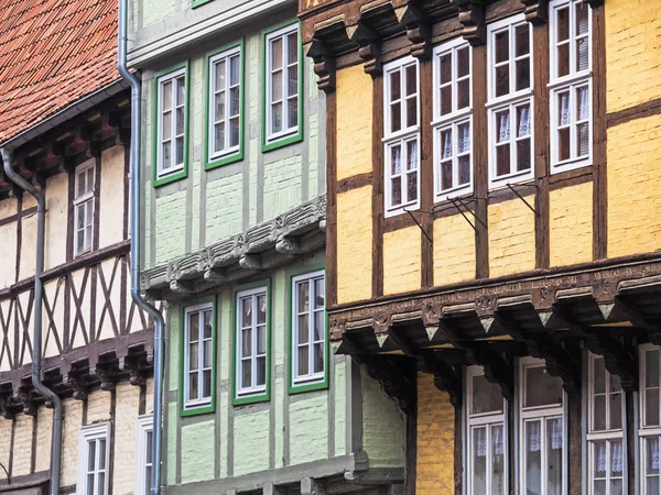Close Três Casas Madeira Quedlinburg — Fotografia de Stock