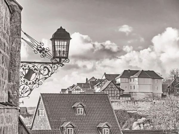 Quedlinburg Blick Auf Den Bezirk Münzenberg Einfarbig — Stockfoto