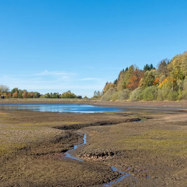 Lago Mittlerer Pfauenteich Las Montañas Harz Alemania Con Bajo Nivel — Foto de Stock