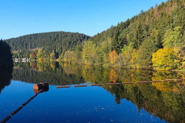 Vatten Reservoaren Okerstausee Höst Harz Bergen Tyskland — Stockfoto
