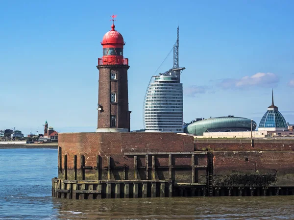 Paesaggio Urbano Bremerhaven Con Faro Del Molo Havenwelten Germania — Foto Stock