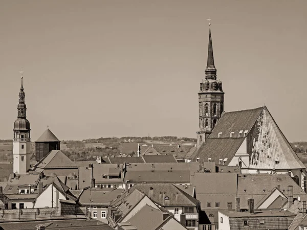 Vista Aérea Cidade Bautzen Saxônia Alemanha Look Vintage — Fotografia de Stock