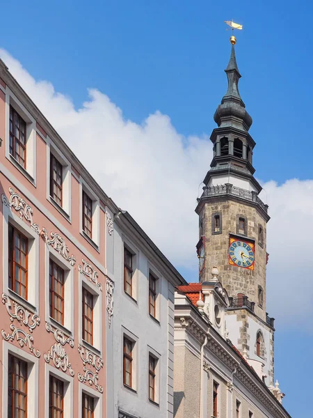 Edificios Históricos Torre Del Ayuntamiento Casco Antiguo Goerlitz Sajonia Alemania — Foto de Stock