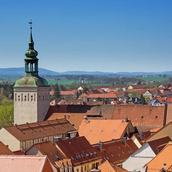 Bautzen Saxônia Alemanha Vista Aérea Cidade Bautzen Com Torre Histórica — Fotografia de Stock