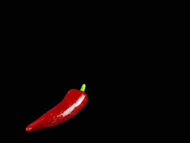 Siyah üzerine izole edilmiş kırmızı biberli Jalapeno 'nun yakın çekimi.