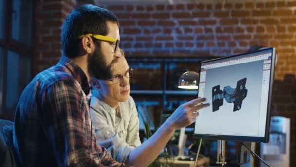 Coworking inženýrů vytváření 3D detail — Stock video
