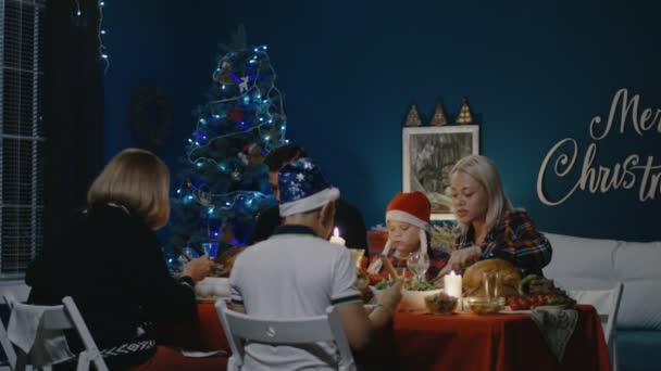 Återförenade familjen ha jul semester firande — Stockvideo