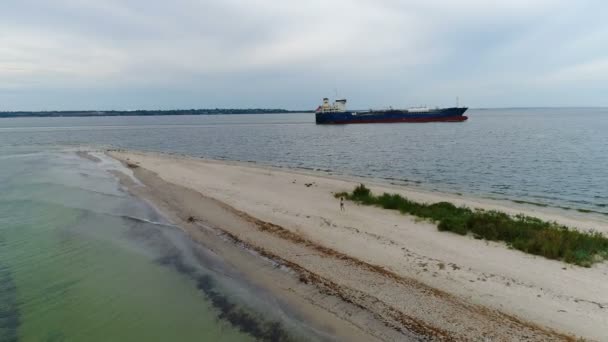 Вид жінки, що гуляє на пляжі — стокове відео