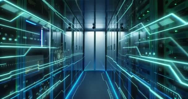 Εσωτερικό του ένα φουτουριστικό data center — Αρχείο Βίντεο