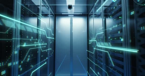 Εσωτερικό του ένα φουτουριστικό data center — Αρχείο Βίντεο