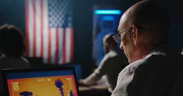 Mars mission technicians working at their desk — Stock Video