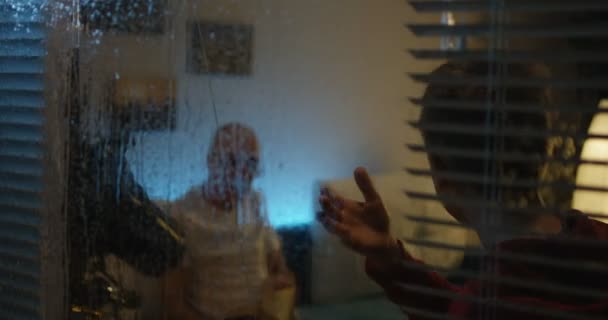 祖父と嵐を見ている少年 — ストック動画
