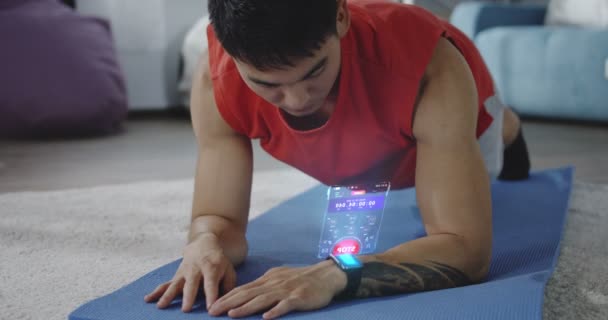 Man working out at home — Stock Footage Man working out at home Royalty Free Stock Footage
