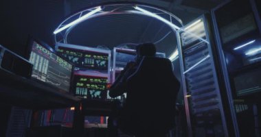 Birden çok monitörlü bilgisayar kullanan bilgisayar korsanı